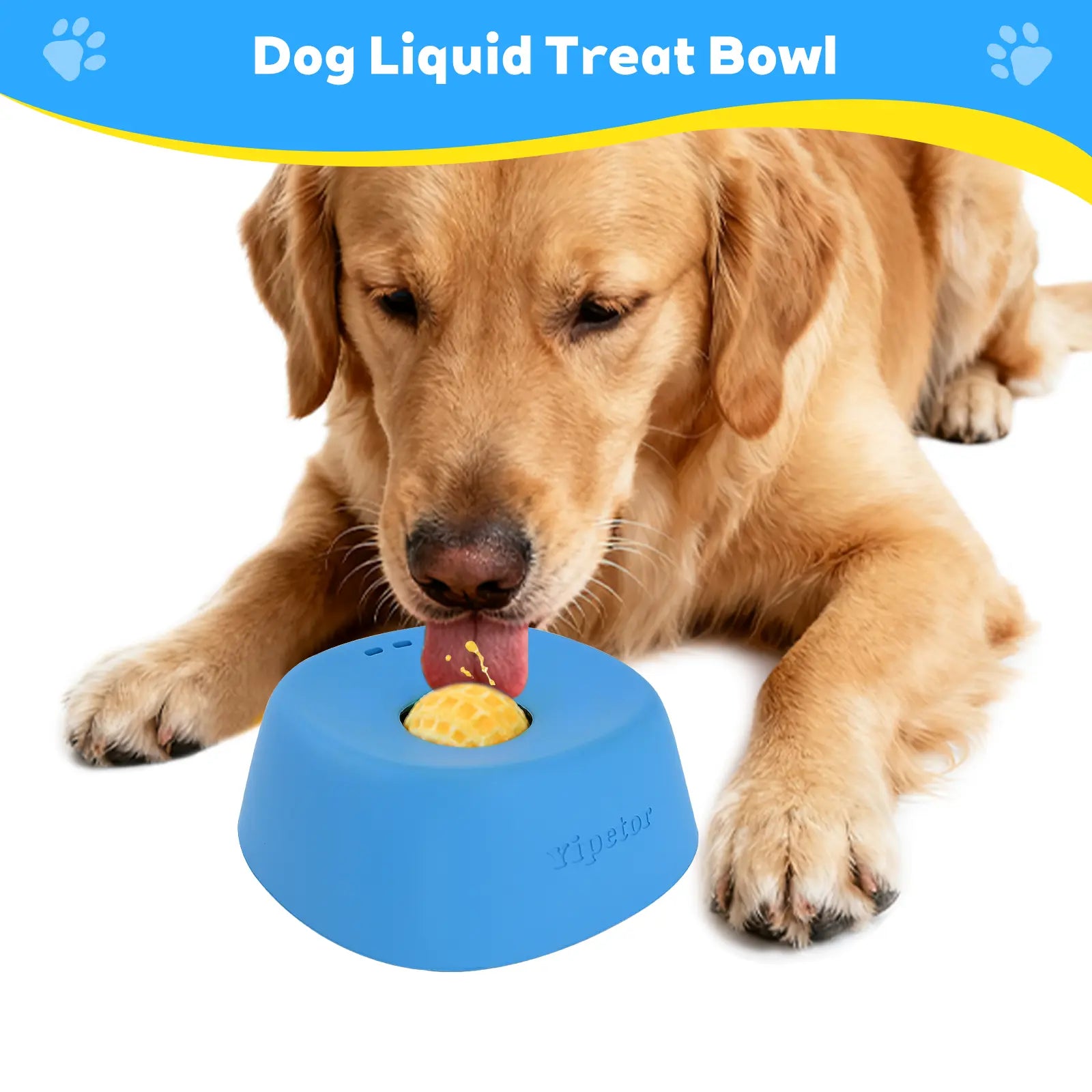 Yipetor Slow Feeder Dog Bowl with Built-In Rolling Ball for Liquid Treats - No Spill Bone Broth and Multi-Purpose Puppy Yogurt Feeder for All Breeds, Ideal for Dietary Supplements and Post-Operative Nutrition