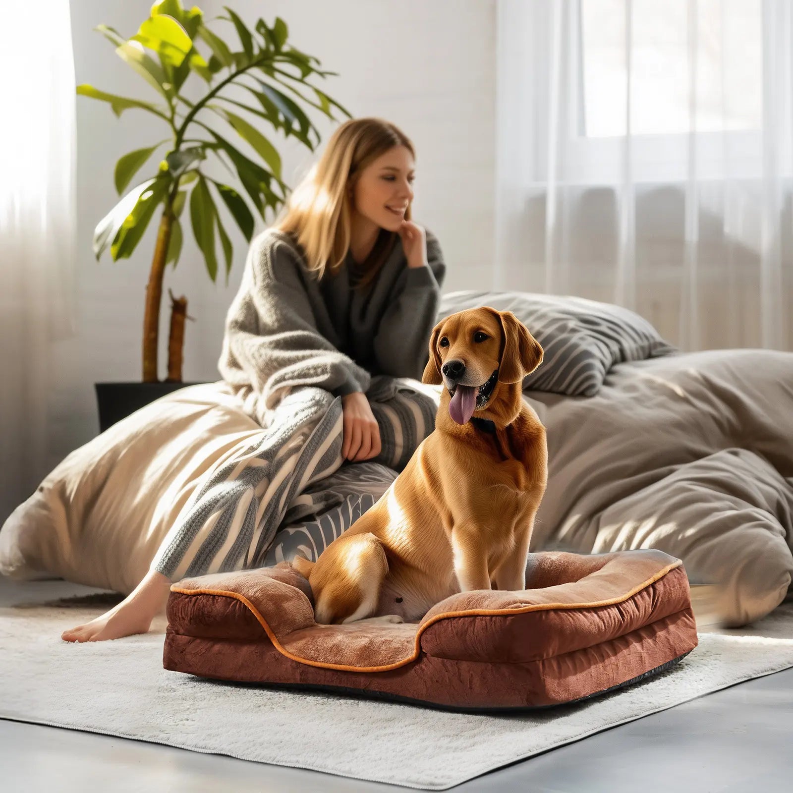 Orthopedic Memory Foam Dog Bed for Large Breeds - Enhanced Cushioning, Firm Support, and Joint Relief with Washable Cover, Non-Slip Base, and Waterproof Design