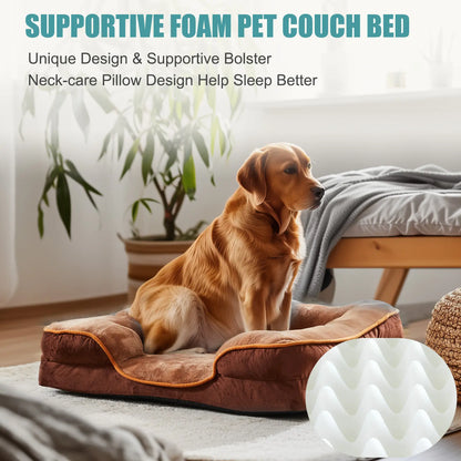 Orthopedic Memory Foam Dog Bed for Large Breeds - Enhanced Cushioning, Firm Support, and Joint Relief with Washable Cover, Non-Slip Base, and Waterproof Design