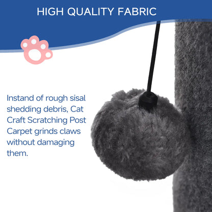 MADE 4 PETS 41-Inch Tall Cat Scratching Post - Gray, Large Vertical Scratcher with Replaceable Toys and Sturdy Base, Space-Saving Design, Imitation Sisal Construction