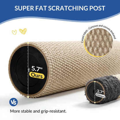 MADE 4 PETS 41-Inch Tall Cat Scratching Post - Gray, Large Vertical Scratcher with Replaceable Toys and Sturdy Base, Space-Saving Design, Imitation Sisal Construction