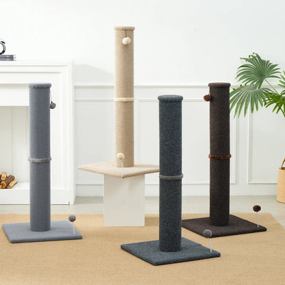 MADE 4 PETS 41-Inch Tall Cat Scratching Post - Gray, Large Vertical Scratcher with Replaceable Toys and Sturdy Base, Space-Saving Design, Imitation Sisal Construction
