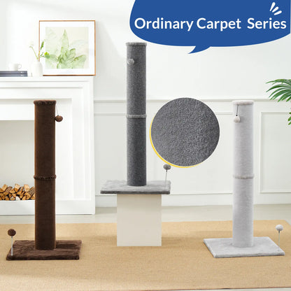 MADE 4 PETS 41-Inch Tall Cat Scratching Post - Gray, Large Vertical Scratcher with Replaceable Toys and Sturdy Base, Space-Saving Design, Imitation Sisal Construction
